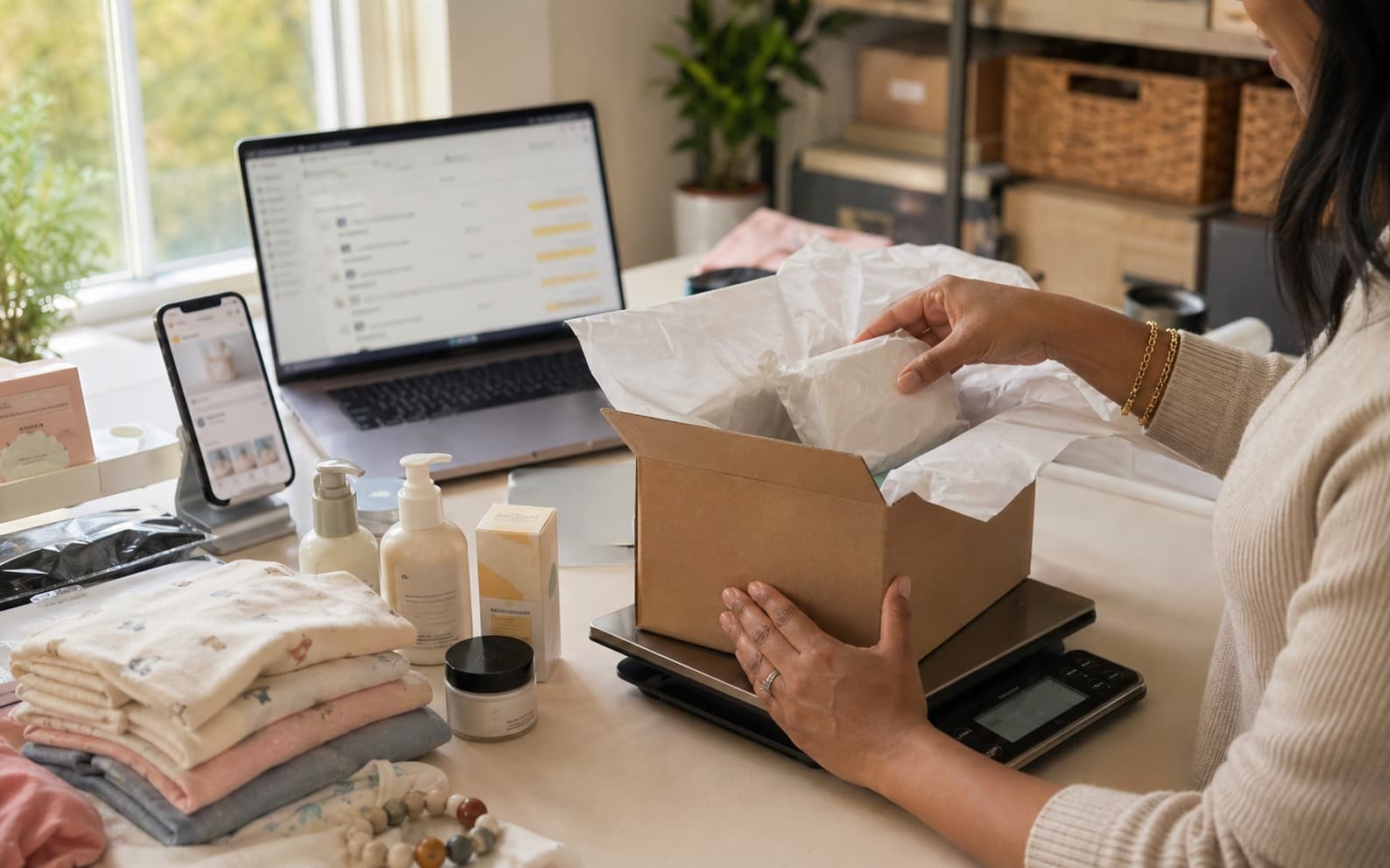 Packing scale and quote review desk